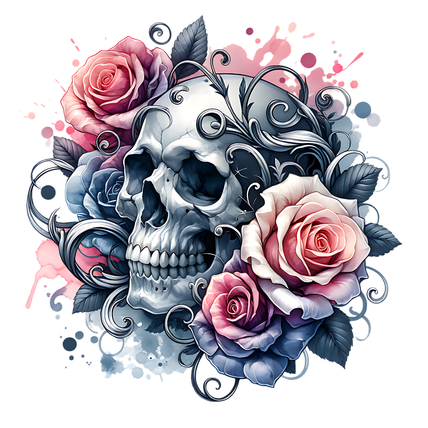 Skulls & Florals UV DTF Decal| Waterproof, Permanent Transfer