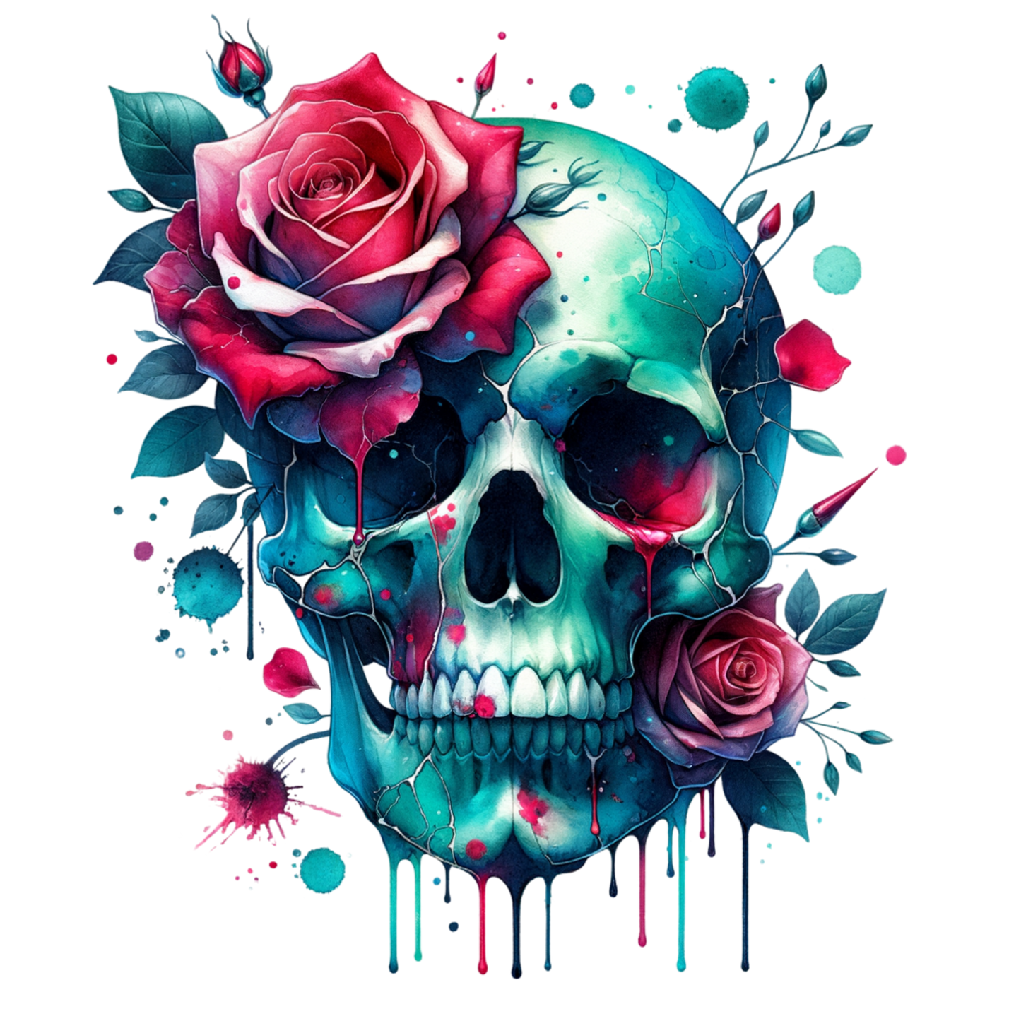 Skulls & Florals UV DTF Decal| Waterproof, Permanent Transfer