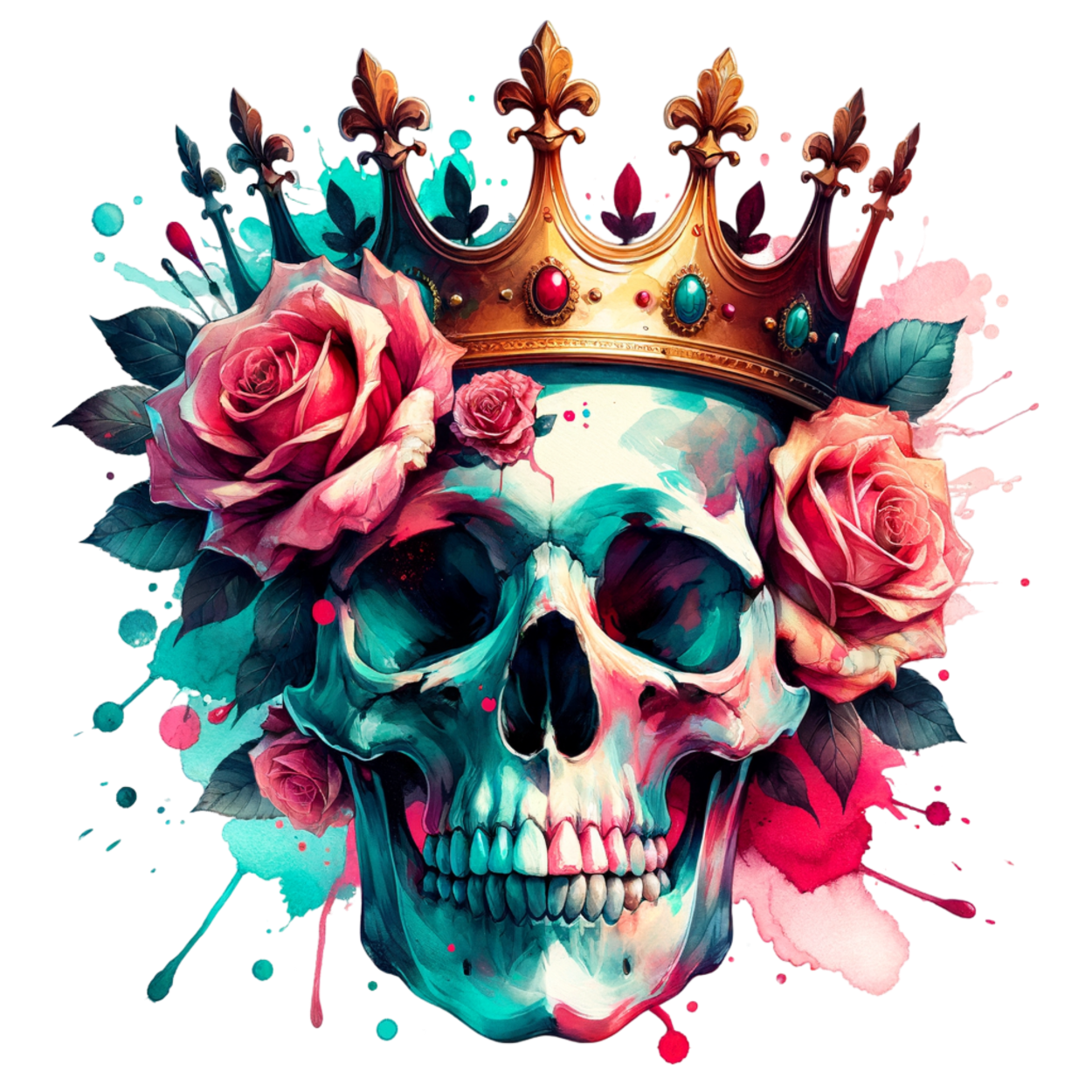 Skulls & Florals UV DTF Decal| Waterproof, Permanent Transfer