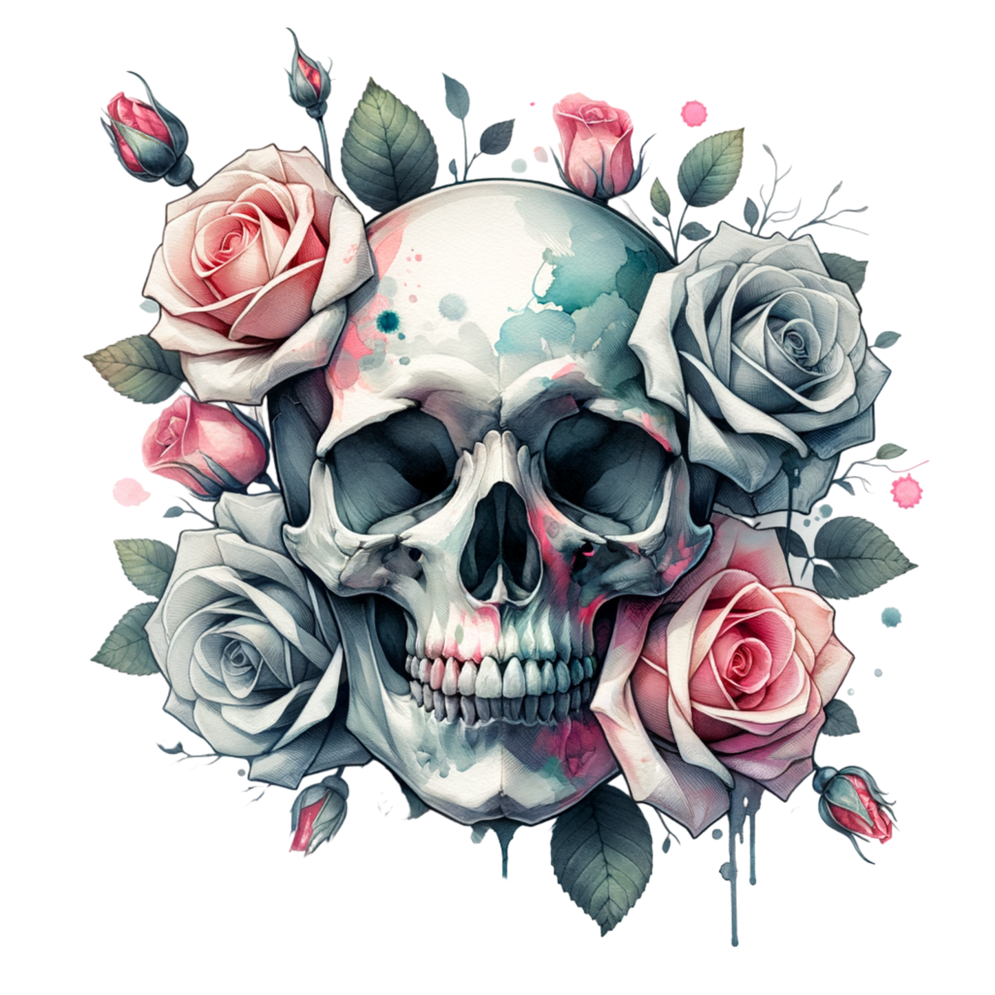 Skulls & Florals UV DTF Decal| Waterproof, Permanent Transfer