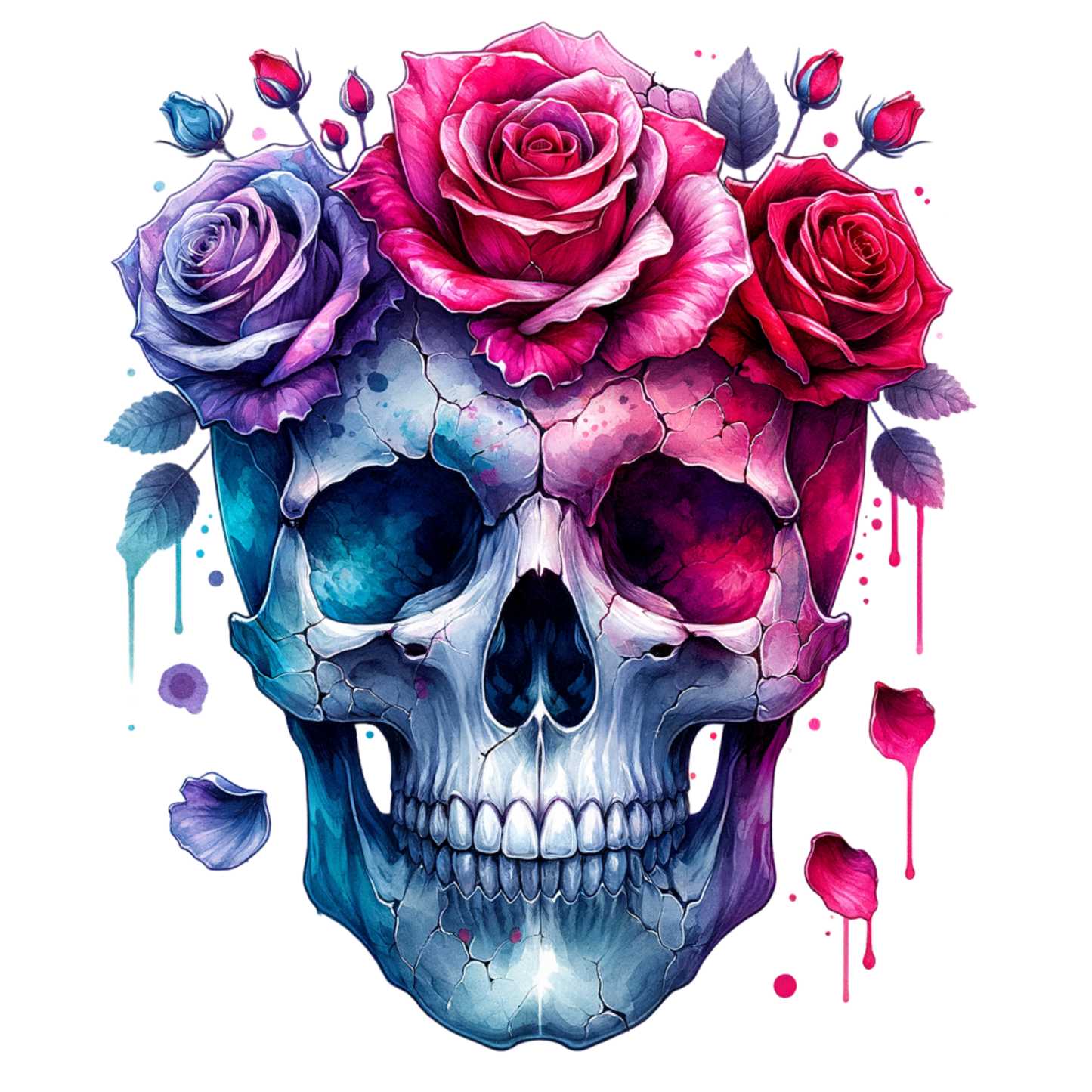 Skulls & Florals UV DTF Decal| Waterproof, Permanent Transfer