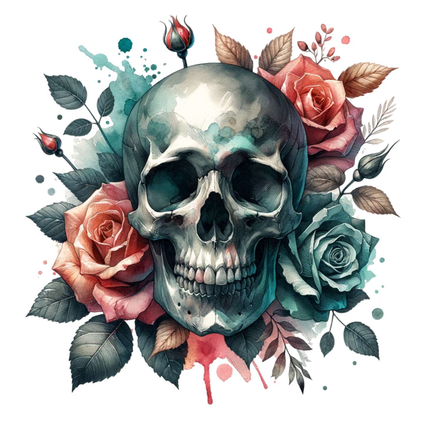 Skulls & Florals UV DTF Decal| Waterproof, Permanent Transfer