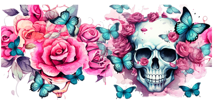 Skulls and Roses | UV DTF Wrap for Cups | Ready to Apply Permanent