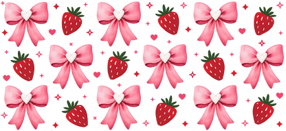 Strawberries and Bows | UV DTF Wrap for Cups | Ready to Apply Permanent