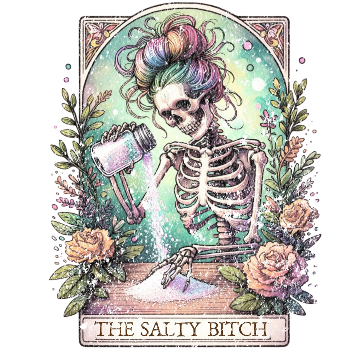 Salty Bitch Tarot UV DTF Decal| Waterproof, Permanent Transfer