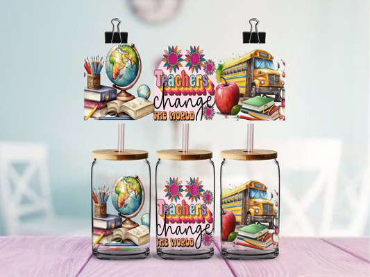 Teachers Change the World | UV DTF Wrap for Cups | Ready to Apply Permanent