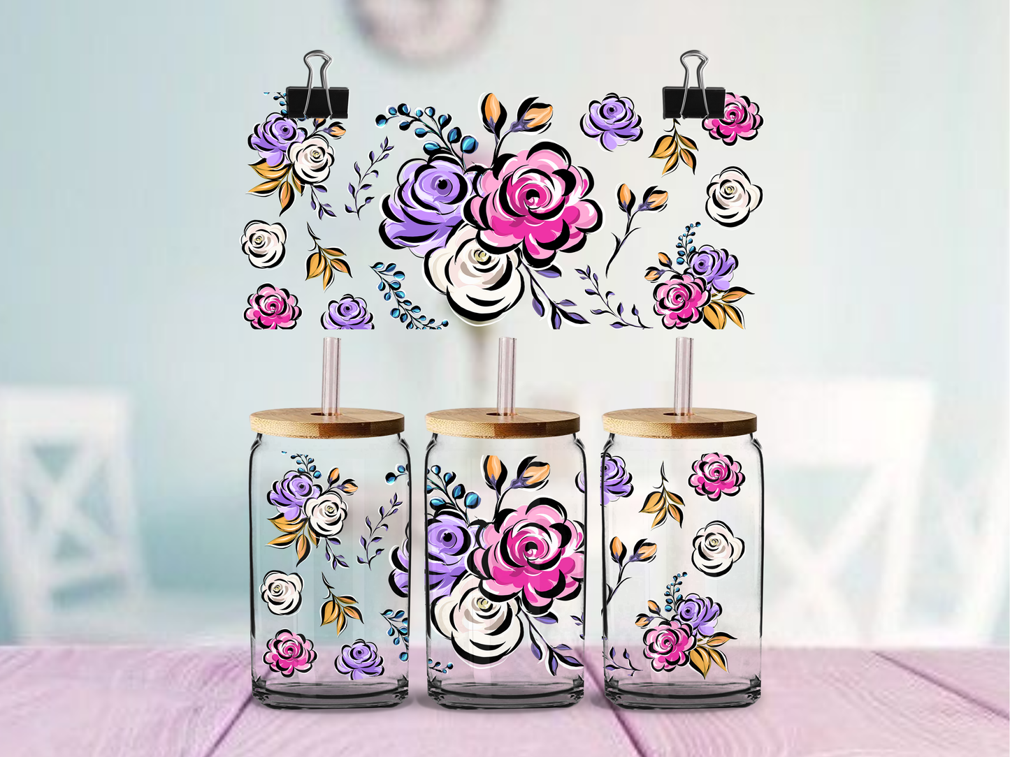 Wild Flowers Full | UV DTF Wrap for Cups | Ready to Apply Permanent