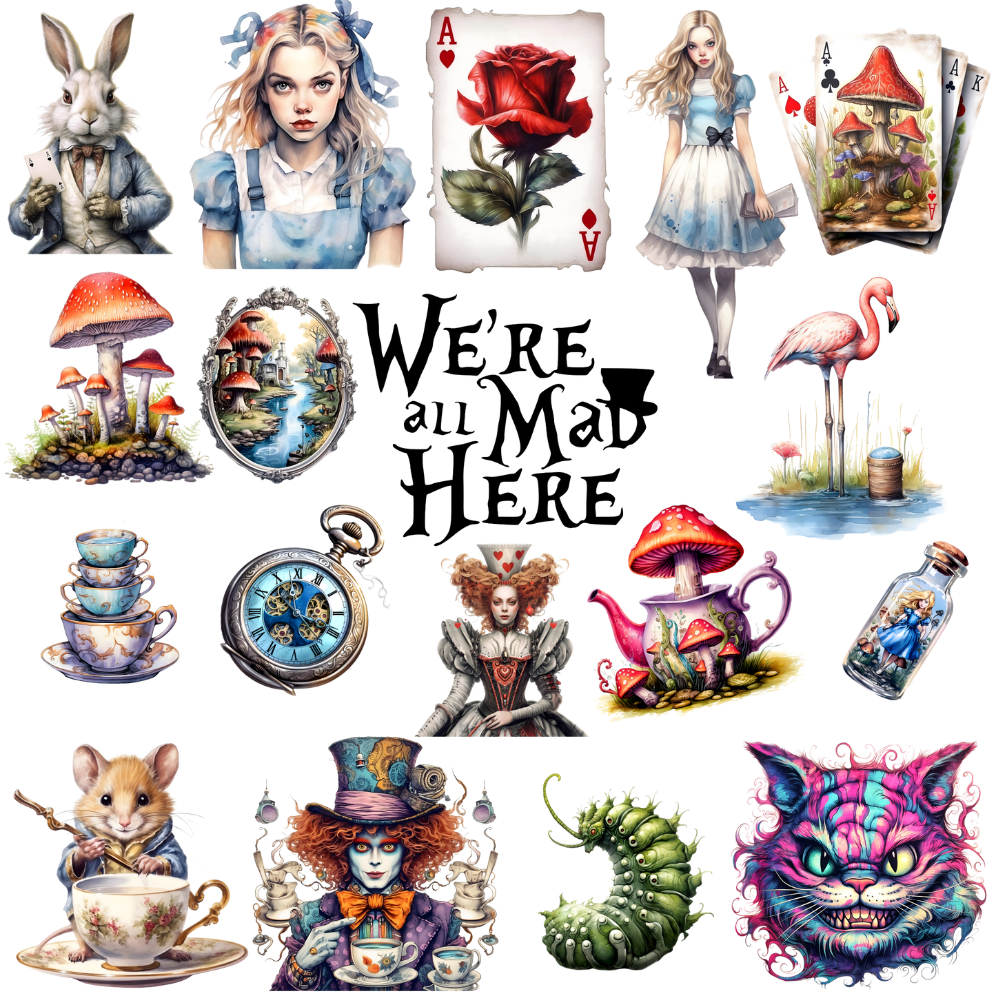 Wonderland Collection 2 UV DTF Element Sheet | Waterproof, Permanent Transfer