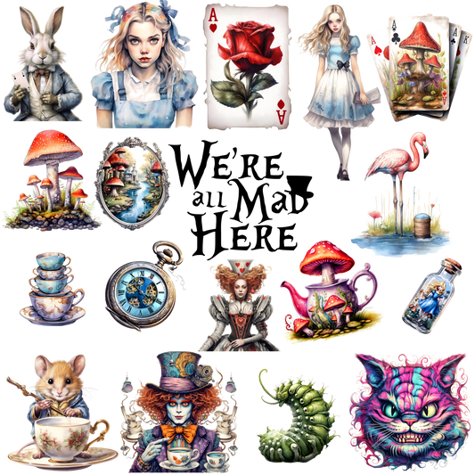 Wonderland Collection 2 UV DTF Element Sheet | Waterproof, Permanent Transfer