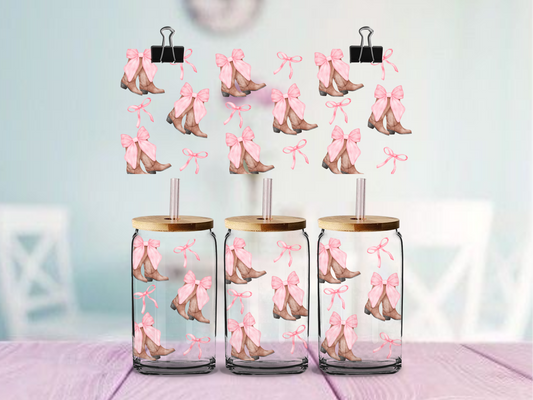 Boots & Bows | UV DTF Wrap for Cups | Ready to Apply Permanent