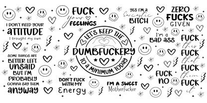 Dumbfuckery | UV DTF Wrap for Cups | Ready to Apply Permanent