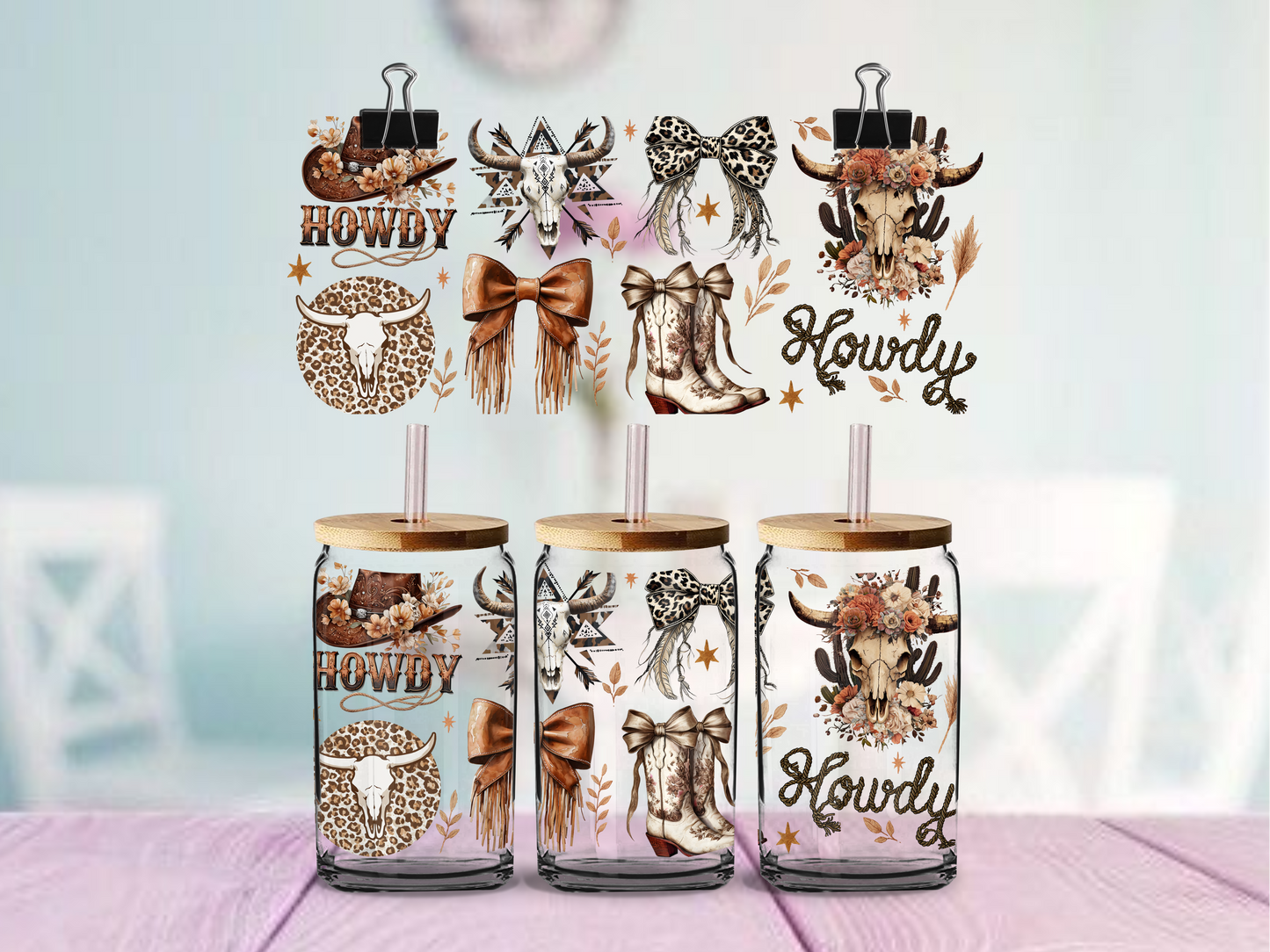 Western Boho Collection | UV DTF Wrap for Cups | Ready to Apply Permanent