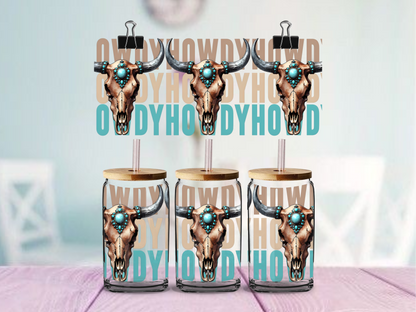 Howdy Skull | UV DTF Wrap for Cups | Ready to Apply Permanent