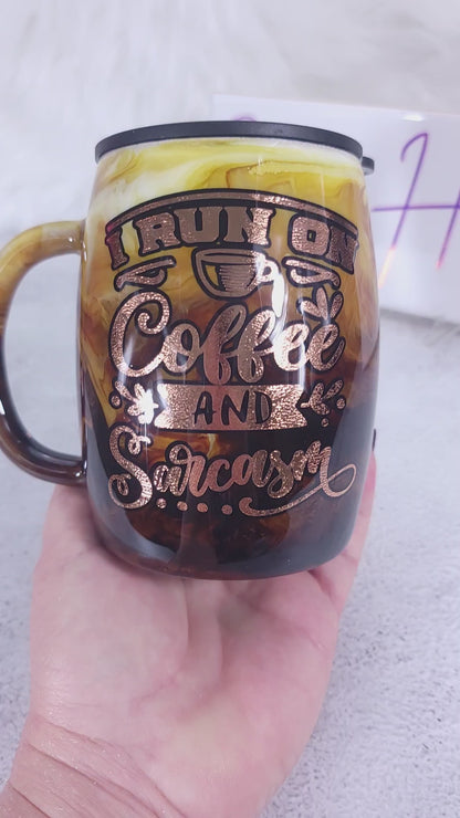 Coffee Swirl Epoxy Mug 14oz | Handmade Stainless Steel Coffee Cup