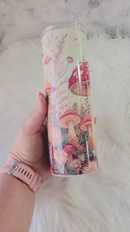 Mushroom Art 20oz Sublimated Tumbler | Cute Cottage core Travel Cup