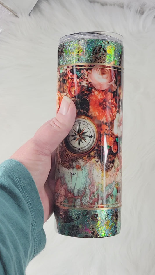 Wanderer Compass Epoxy Tumbler | 20oz Stainless Steel Epoxy Cup