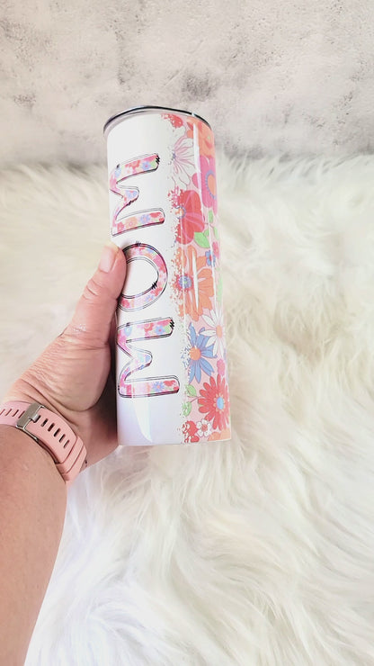 Mom Daisy 20oz Tumbler | Floral Insulated Stainless Steel Travel Cup