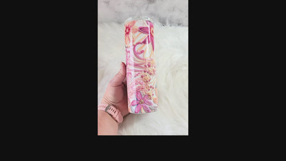 Floral Stitched 20oz Tumbler | Colorful Insulated Stainless Steel Cup