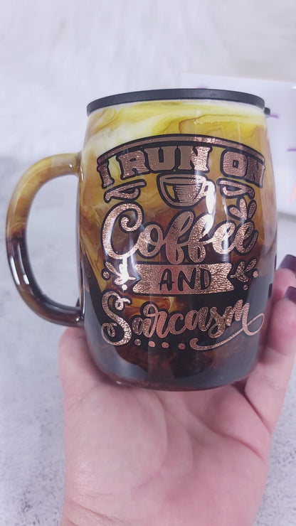 Coffee Swirl Epoxy Mug 14oz | Handmade Stainless Steel Coffee Cup